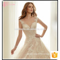 2017 New Sexy Champagne Gold Deep V Neck Aberta De volta Bling Wedding Dresses Ball Gown